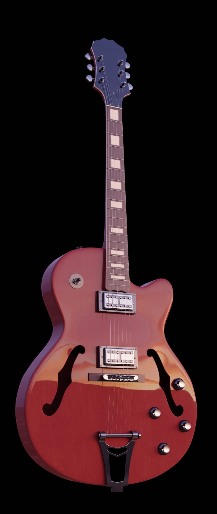 3D model of a red guitar