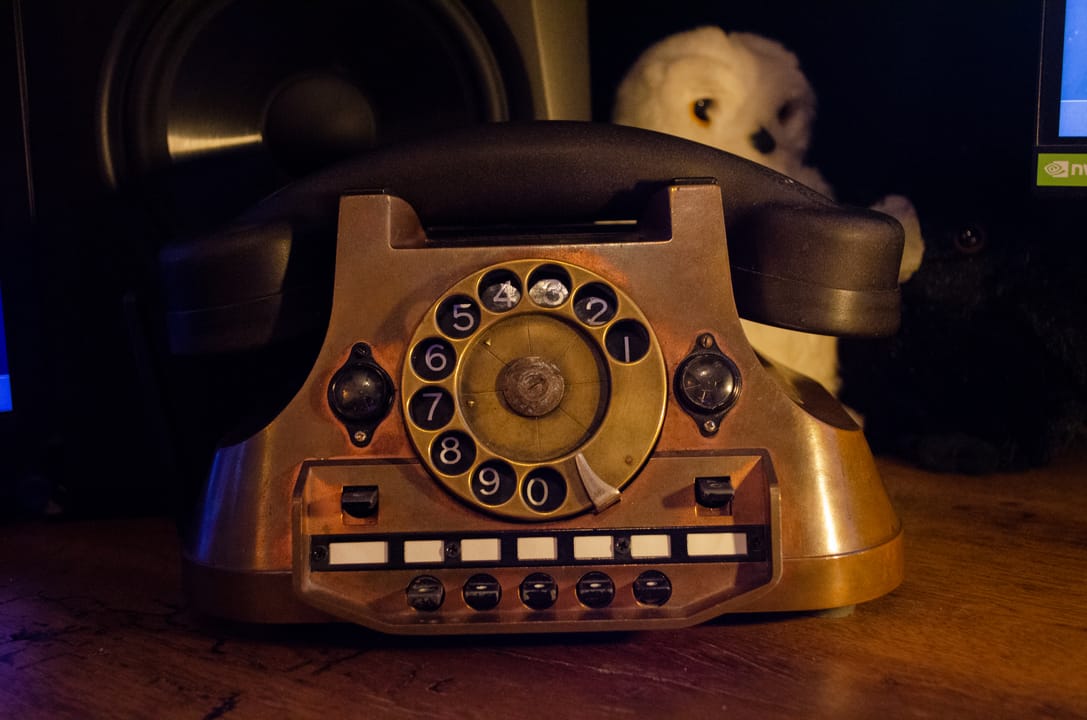 Bronze coloured Rotary phone